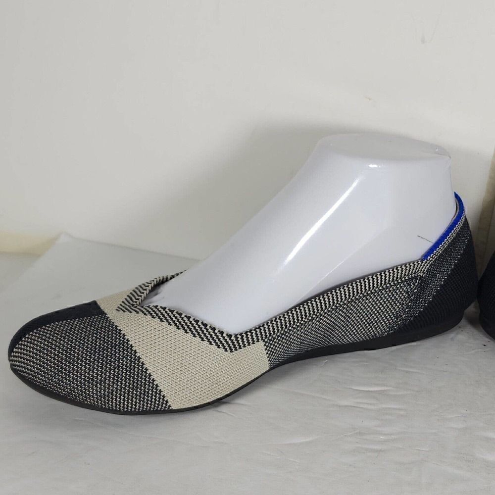Rothy’s Women’s Captoe US8,5 Black Charcoal White Retired Round Toe SlipOn Flat - Picture 7 of 13